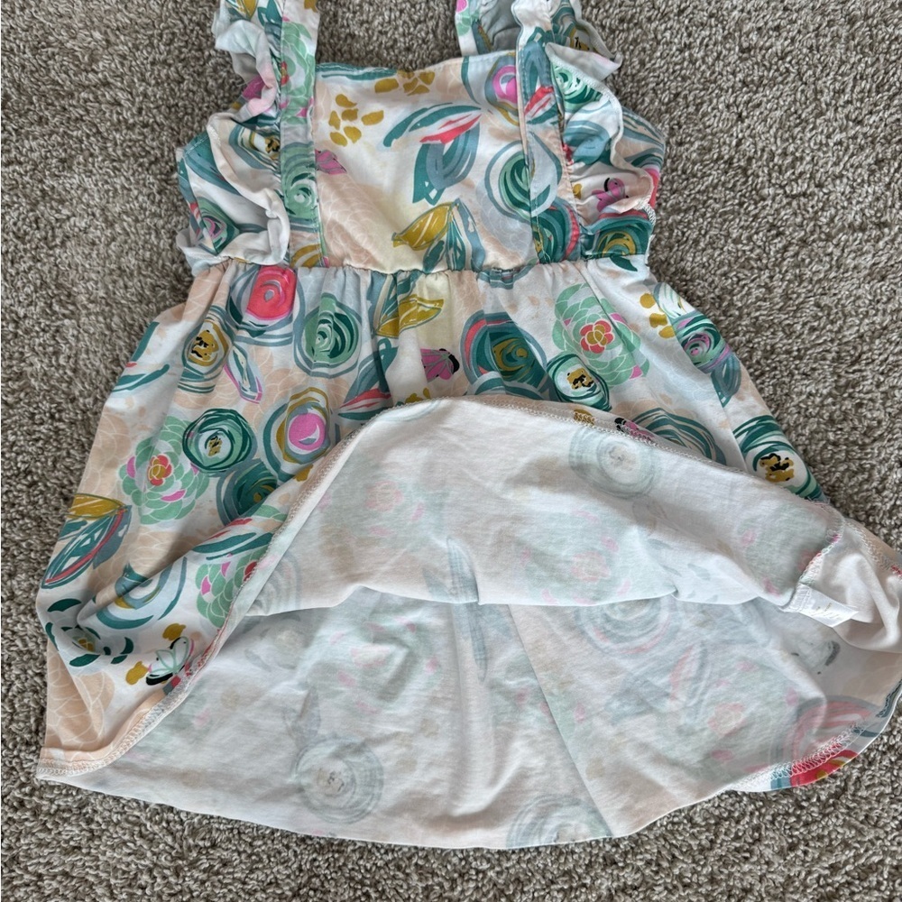 Toddler girls Sleeveless Sundress Blue and Green abstract floral print Size 5T - Picture 5 of 8